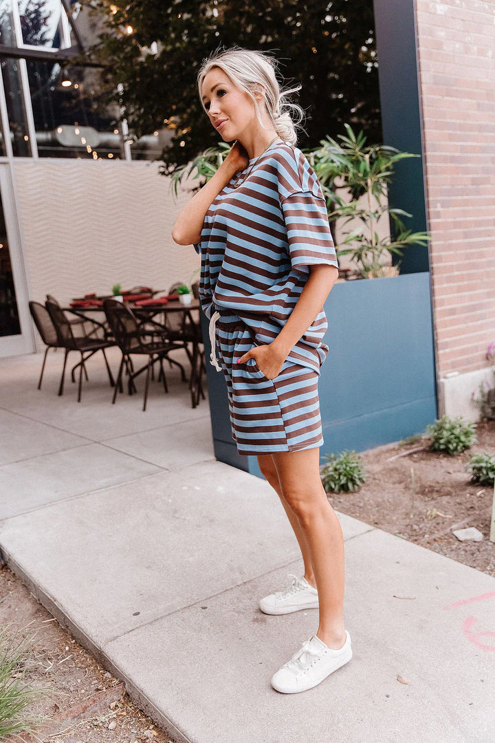 PREORDER  Ampersand Ave | 24/7 Shorts | Blueberry Stripe - ETA EARLY AUGUST