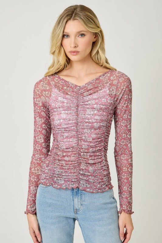Madison Mesh Top | Rose Floral
