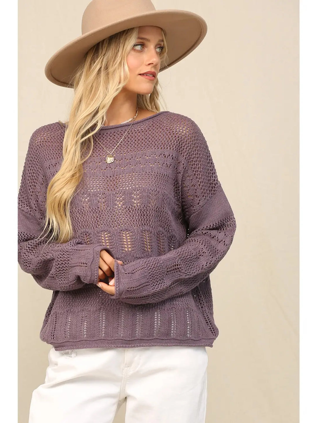 Paige Pointelle Slouchy Sweater