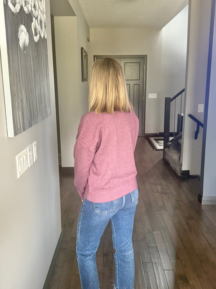 Burned Out Crew Neck Pullover | Plum