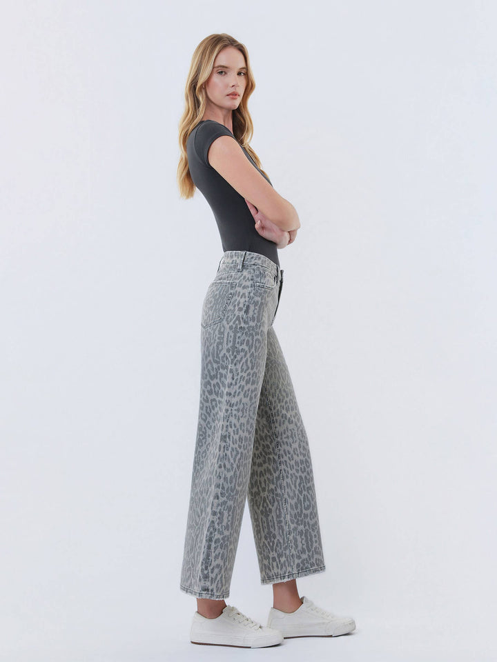 Vervet | Crop Wide Leg Leopard Jeans