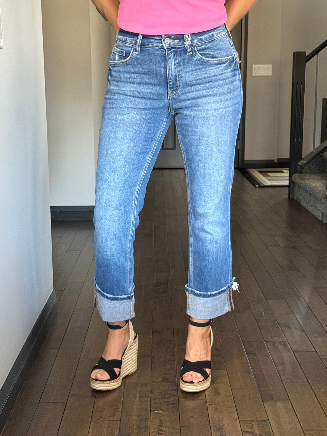 Vervet | Franklin High Rise Cuffed Straight Jeans