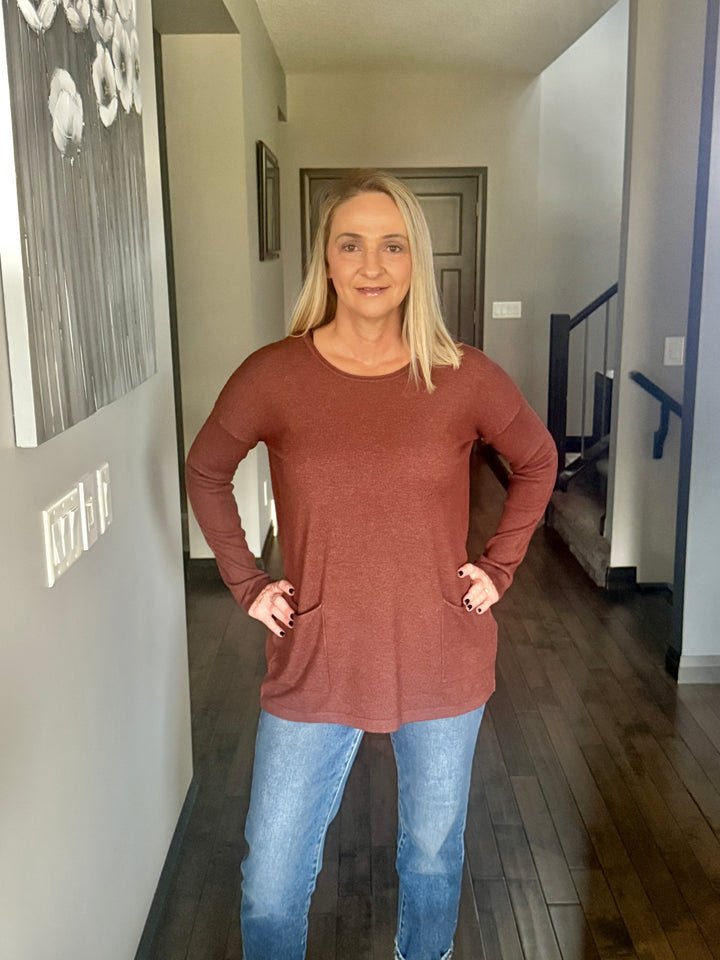 Casual Friday Sweater | Heather Mahogany