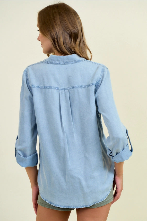 Chambray Button Down | Light Wash