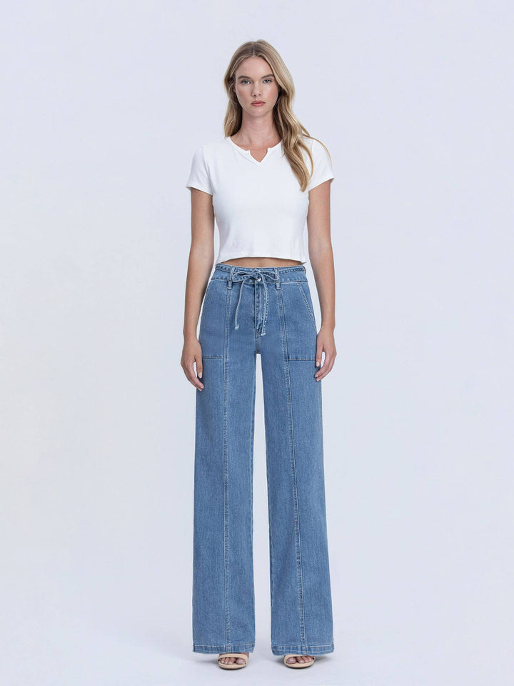 Vervet | Joni Tie Waistband Wide Leg Jeans