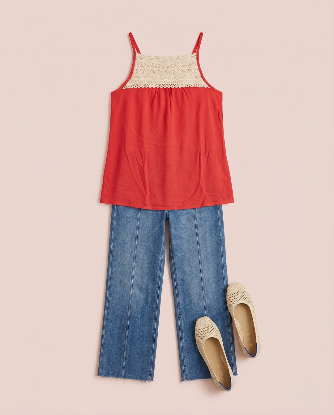 Grace and Lace | Effortless Lace Trim Tank | Coral