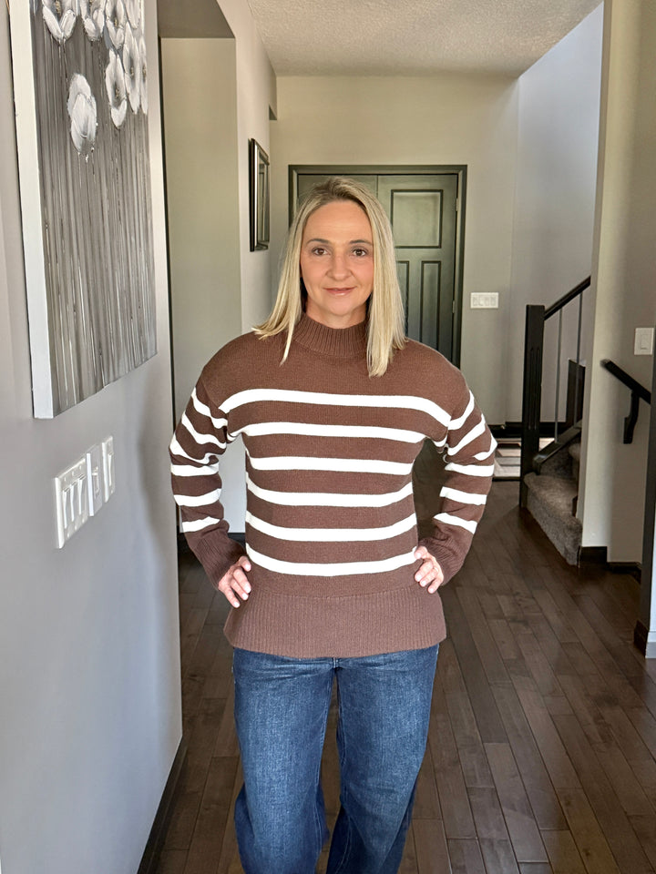 Millie Striped Sweater | Brown & Ivory