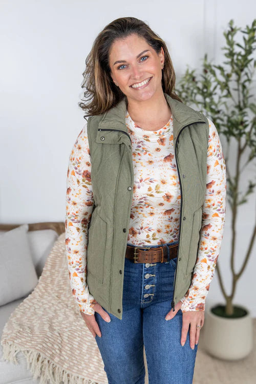 Michelle Mae | Remy Zip Up Vest | Heathered Sage