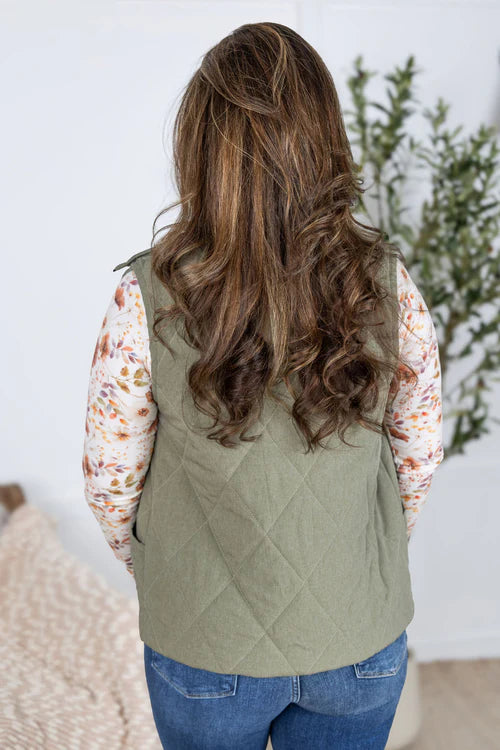 Michelle Mae | Remy Zip Up Vest | Heathered Sage