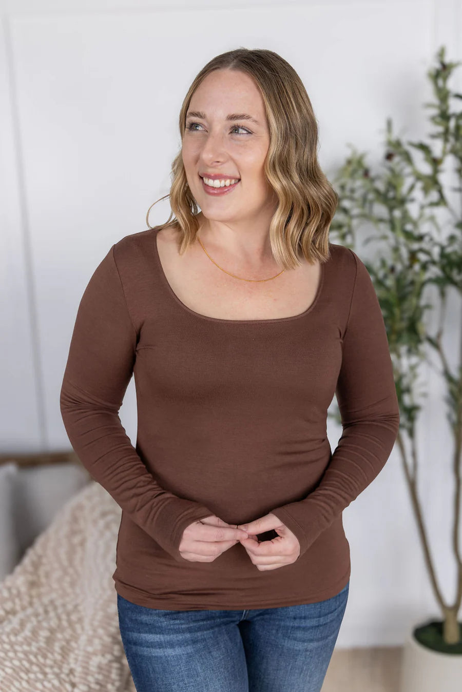 Michelle Mae | Alyssa Long Sleeve Top | Brown