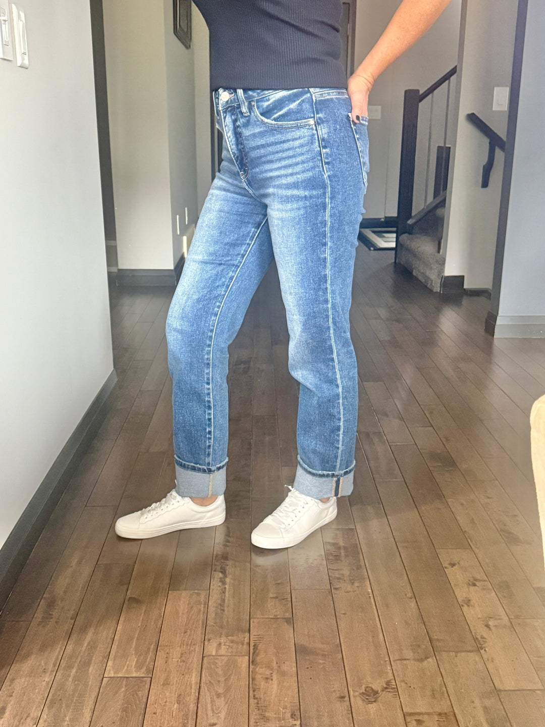 Risen  |  Lennox Tummy Control Straight Leg Jeans | Dark Wash