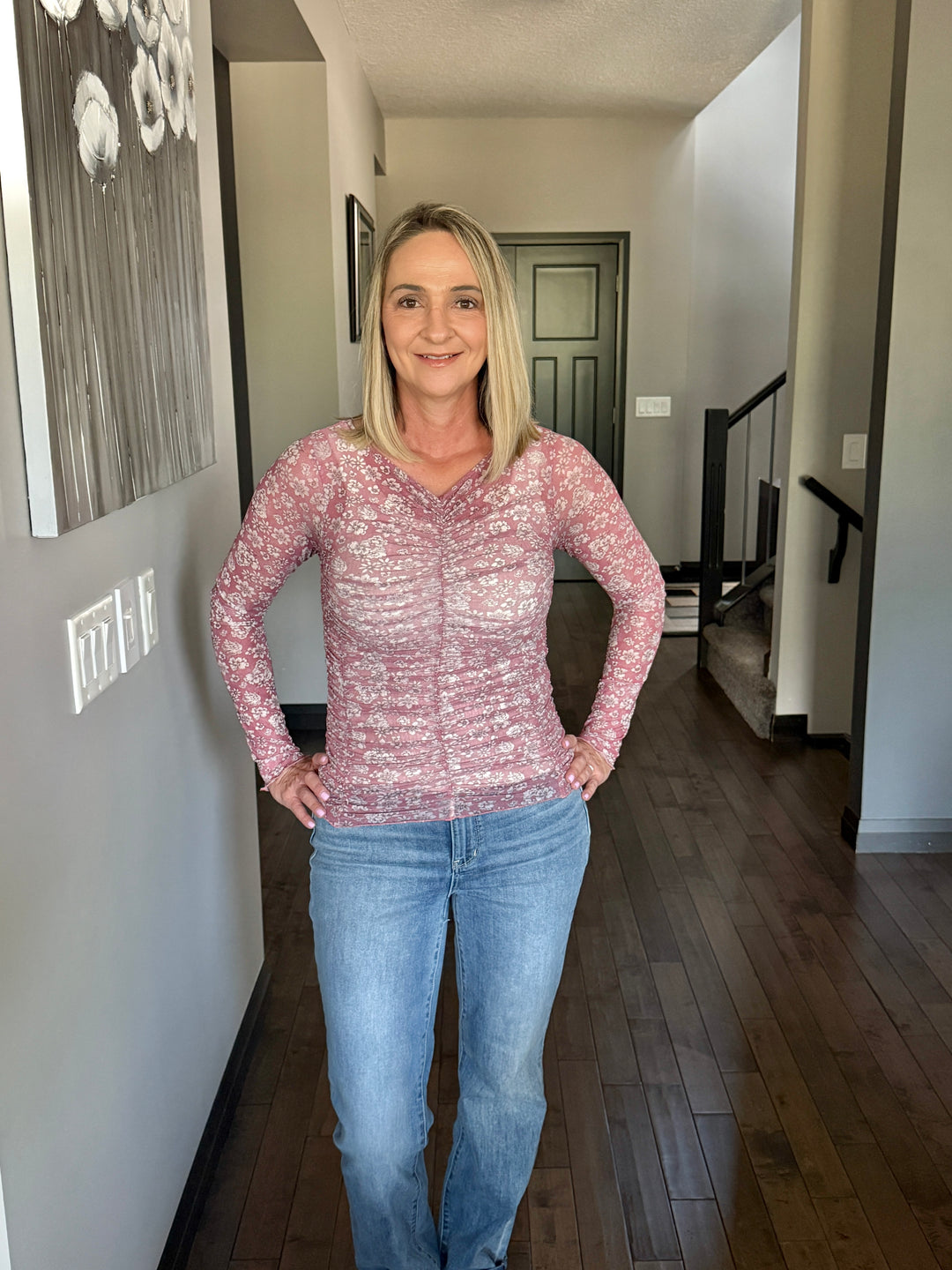 Madison Mesh Top | Rose Floral