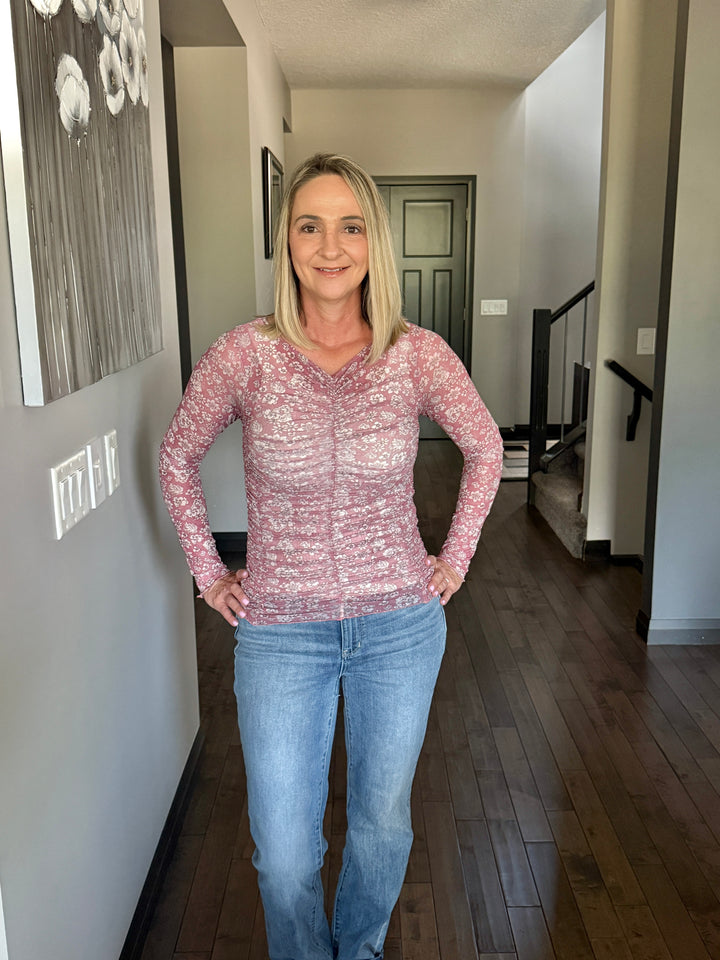 Madison Mesh Top | Rose Floral