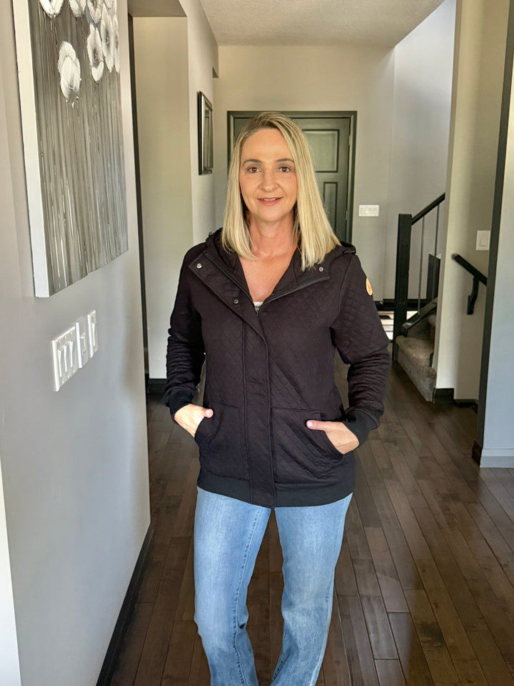 Michelle Mae | Kyla Zipper Snap Jacket | Black