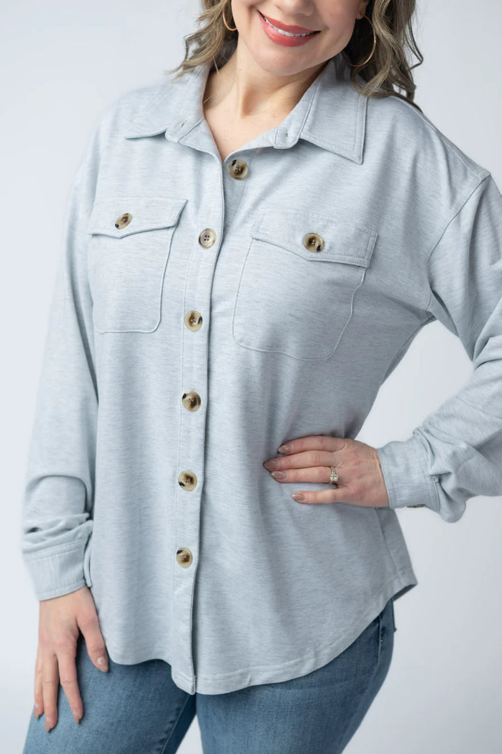 Michelle Mae | Brenna Button Down Top | Grey