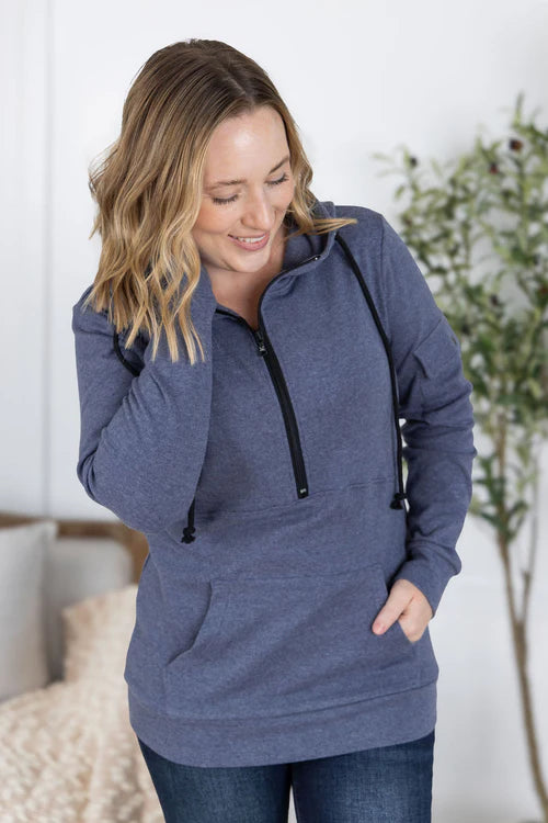 Michelle Mae | Pixie Pocket HalfZip | Heathered Navy