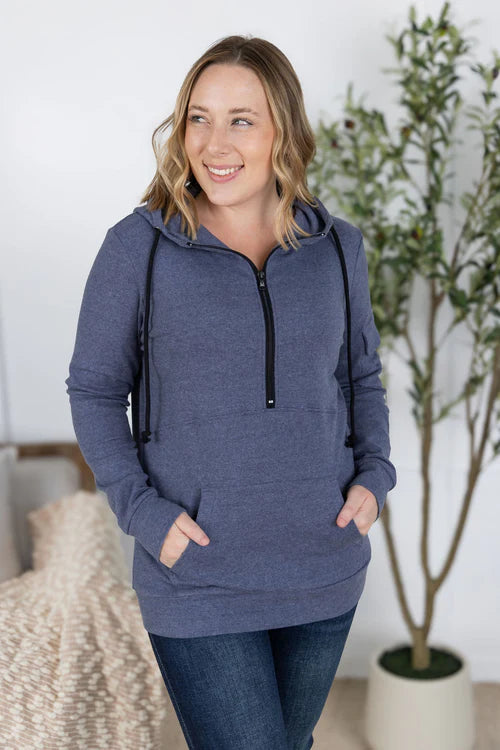 Michelle Mae | Pixie Pocket HalfZip | Heathered Navy