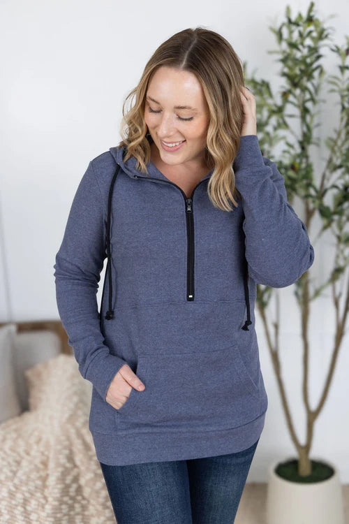 Michelle Mae | Pixie Pocket HalfZip | Heathered Navy