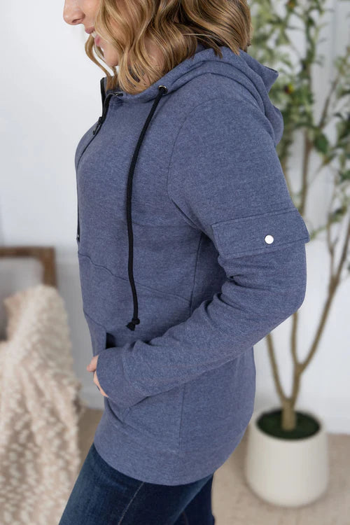 Michelle Mae | Pixie Pocket HalfZip | Heathered Navy