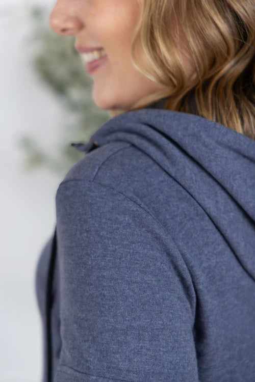 Michelle Mae | Pixie Pocket HalfZip | Heathered Navy