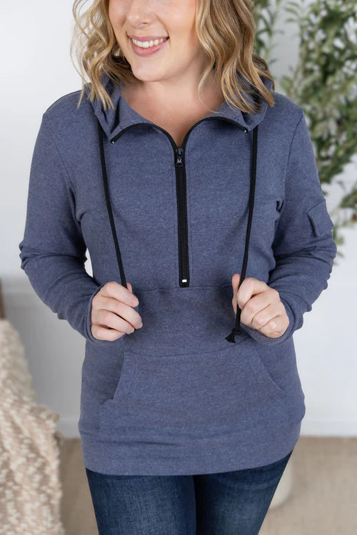 Michelle Mae | Pixie Pocket HalfZip | Heathered Navy