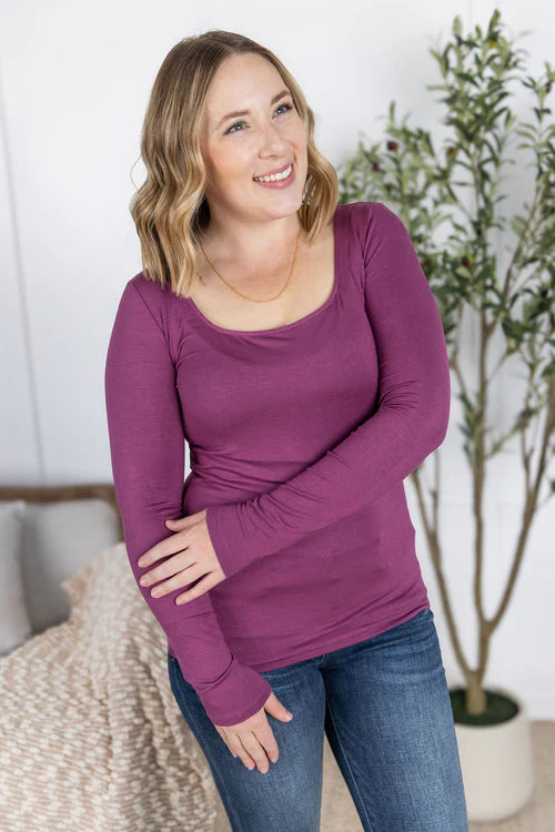 Michelle Mae | Alyssa Long Sleeve Top | Mulberry