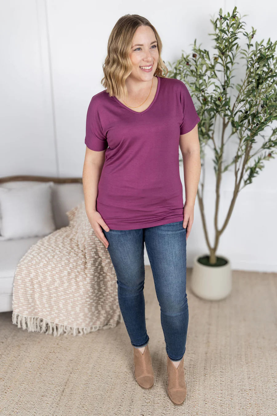 Michelle Mae | Chloe Cozy Tee | Mulberry
