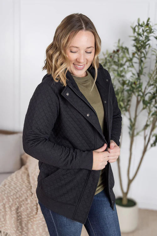 Michelle Mae | Kyla Zipper Snap Jacket | Black