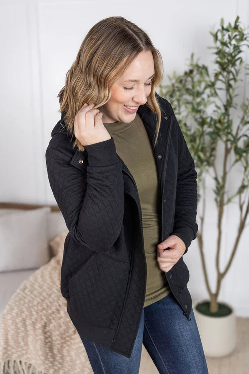 Michelle Mae | Kyla Zipper Snap Jacket | Black