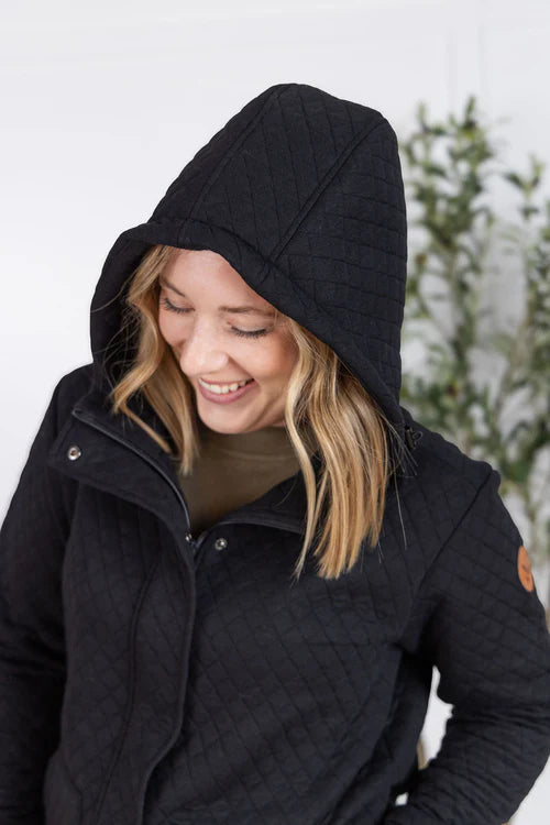 Michelle Mae | Kyla Zipper Snap Jacket | Black