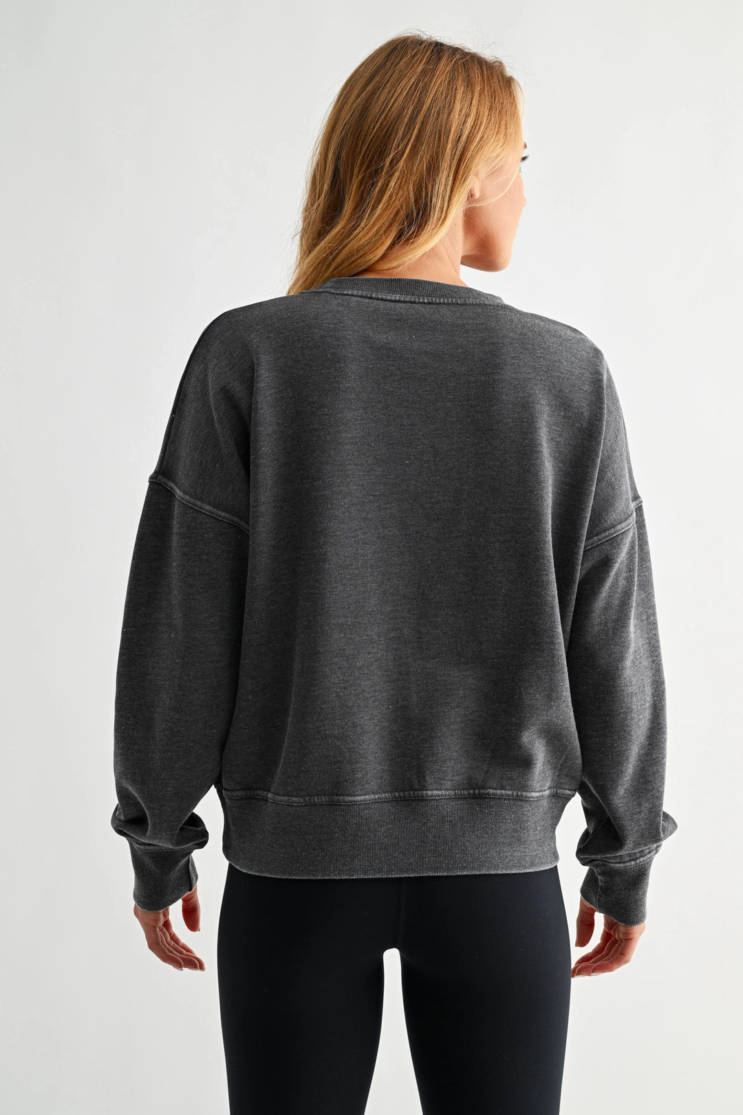Burned Out Crew Neck Pullover | Black