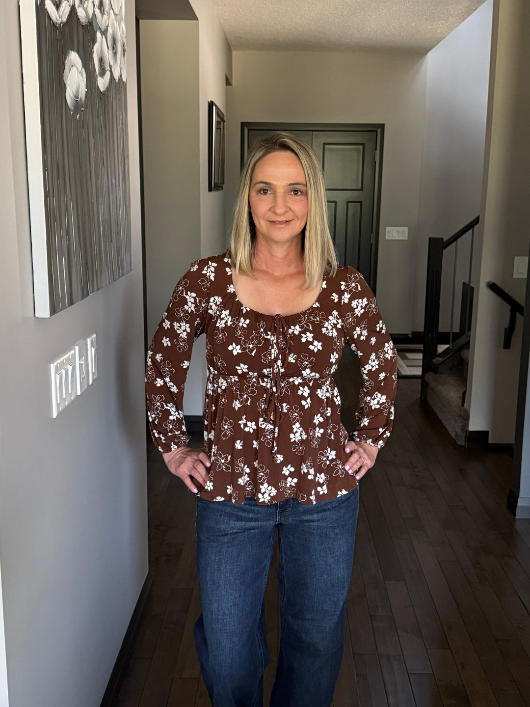 Iris Front Tie Floral Top