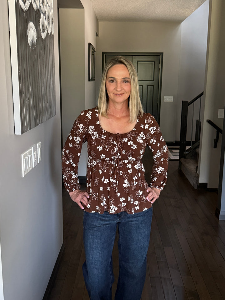 Iris Front Tie Floral Top