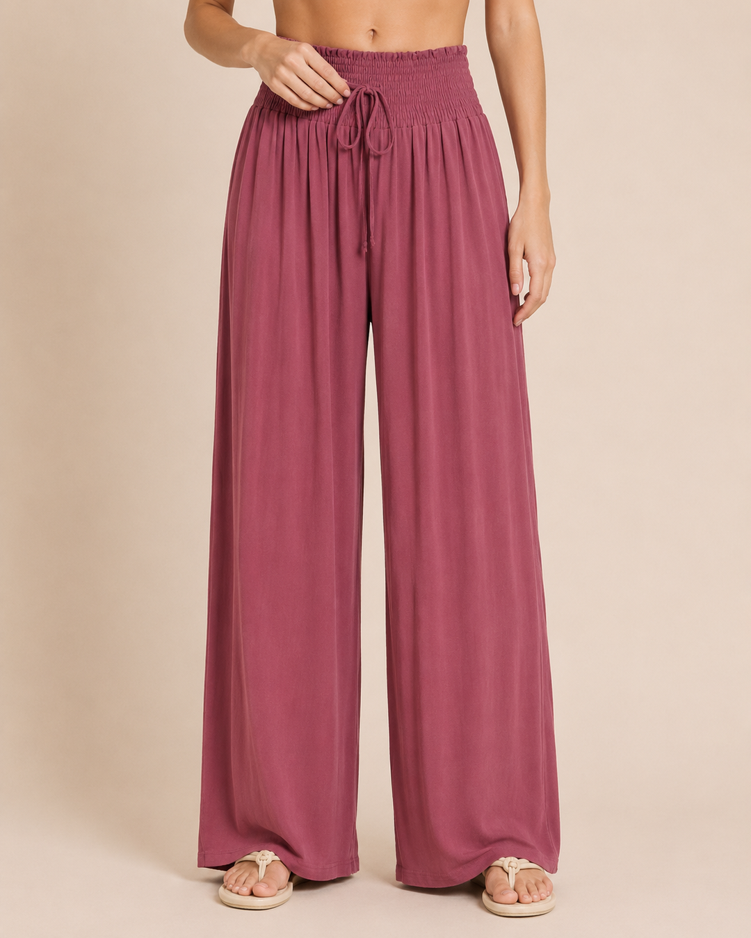 Grace and Lace | Smocked Waist Wide Leg Pants | Rosewood