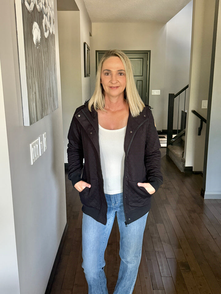 Michelle Mae | Kyla Zipper Snap Jacket | Black