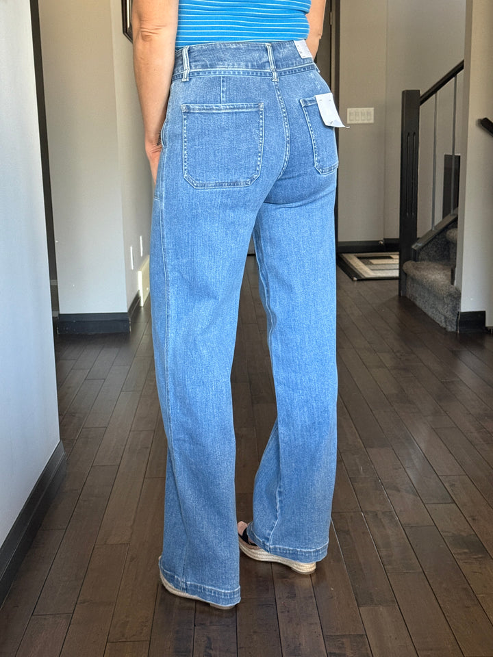 Vervet | Joni Tie Waistband Wide Leg Jeans