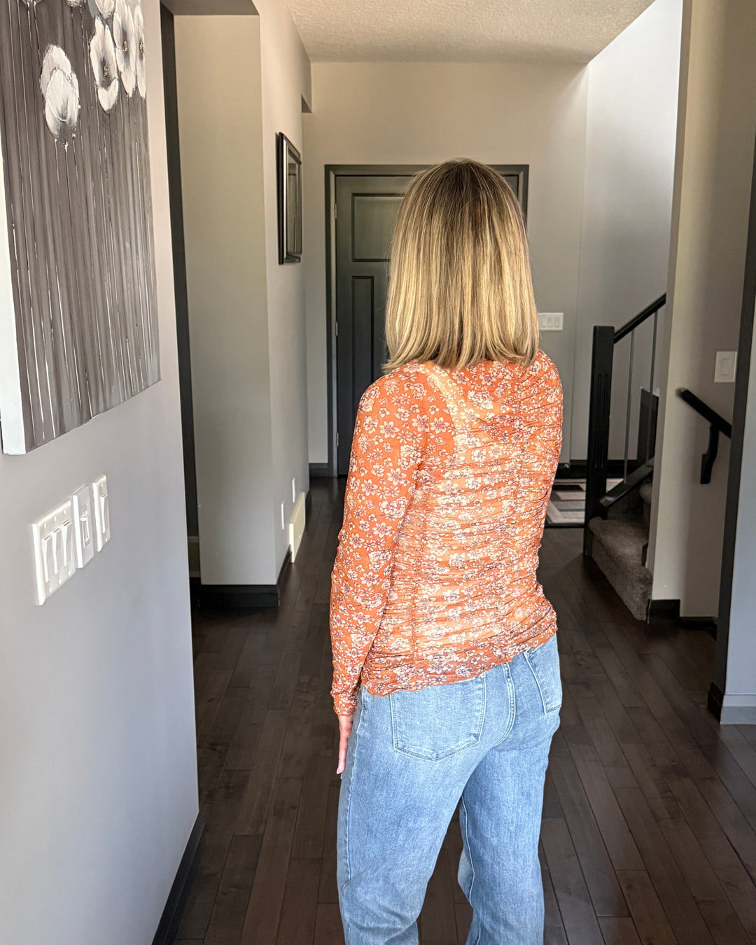 Madison Mesh Top | Pumpkin Floral