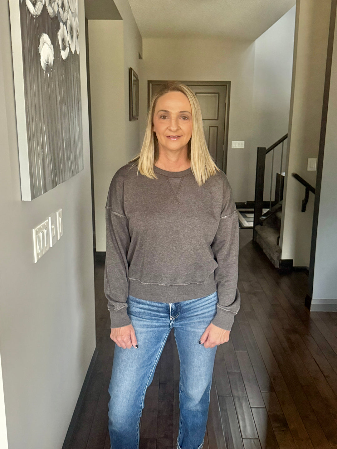 Burned Out Crew Neck Pullover | Black