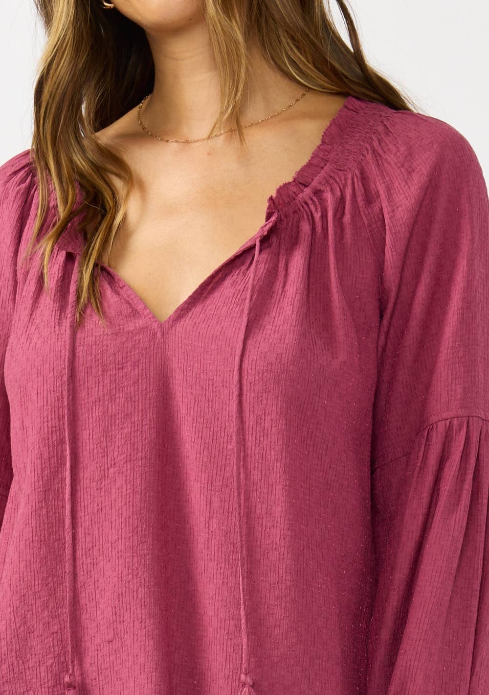 Lovestitch | Bishop Raglan Long Sleeve Boho Top | Berry