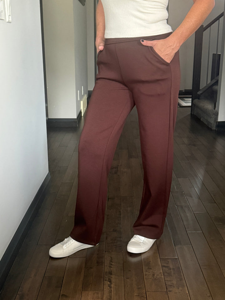 UltraComfy Wide Leg Pants | Brown