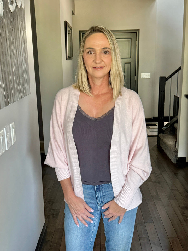 Dreamers Cozy Dolman Cardigan | Heather Pale Pink