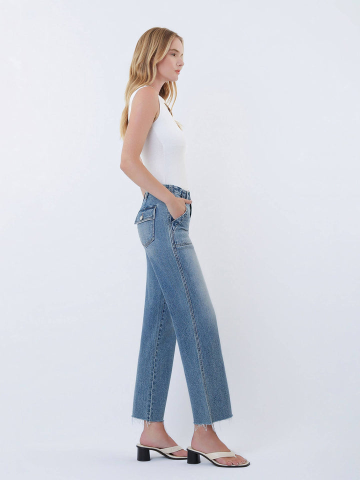 Vervet | Patch Pocket Slim Wide Leg Jeans