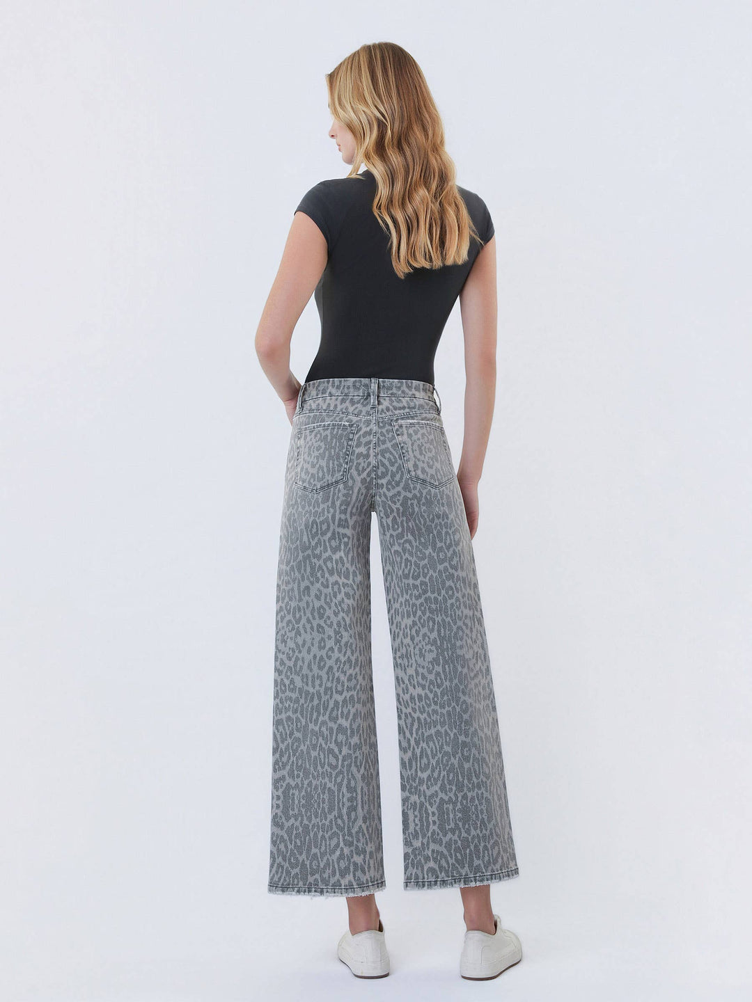 Vervet | Crop Wide Leg Leopard Jeans
