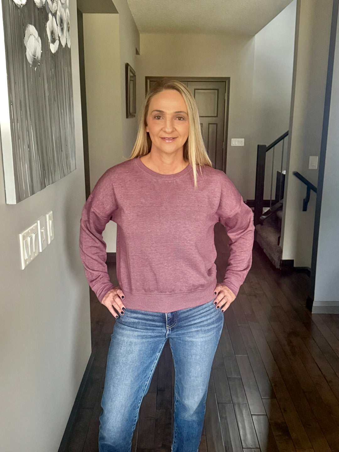 Burned Out Crew Neck Pullover | Plum