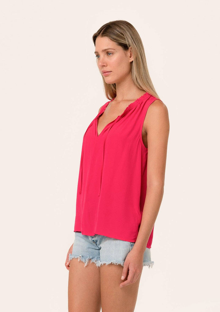 Lovestitch | Ruffle Tie Neck Sleeveless Top | Watermelon
