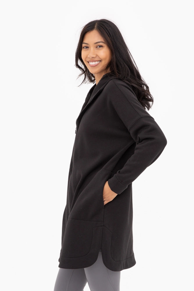 Longline Zip Up Jacket | Black