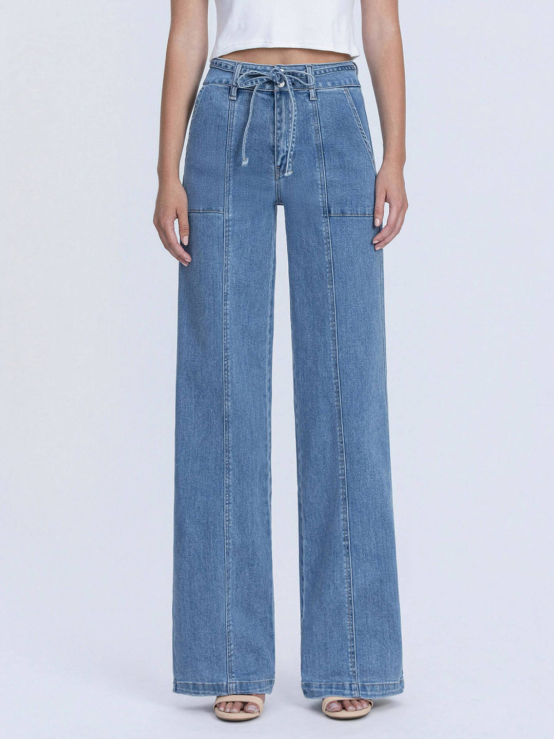 Vervet | Joni Tie Waistband Wide Leg Jeans