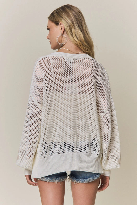 Lina Floral Crochet Cardigan | Ivory