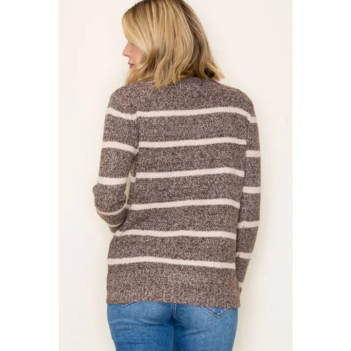 Waffle Striped Sweater | 2 Tone Brown