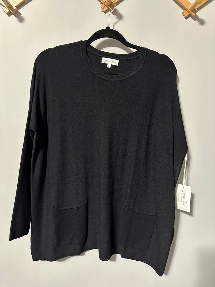 AS IS | Pocket Sweater Tunic Black XS/S